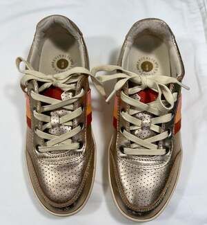 Revitalign Belmont Metallic Rose Gold Stripe Orthotic Sneakers Size 8